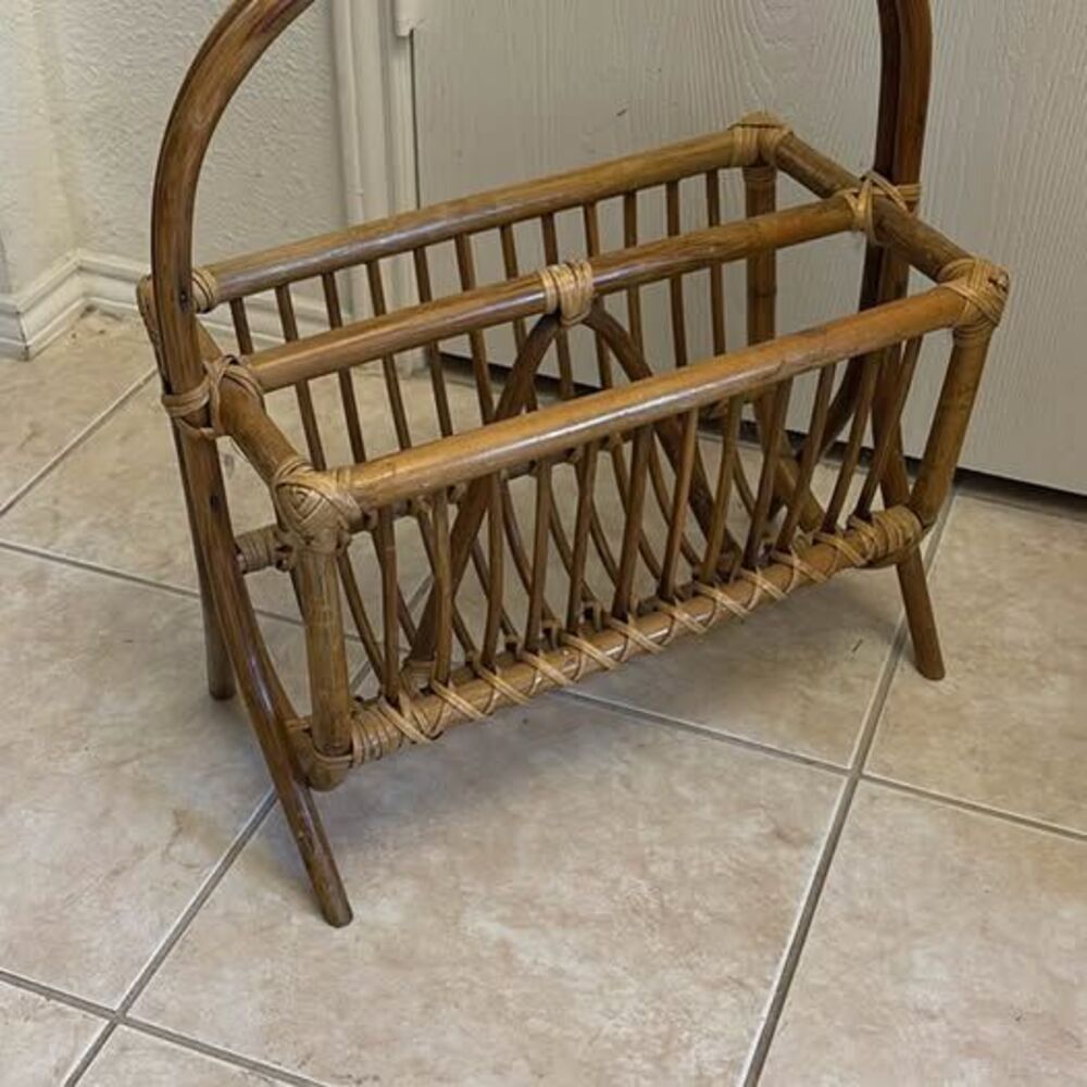 Vintage Rattan Magazine Rack - Picture 3 of 4